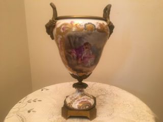 Large Antique French Sevres Courting Scene Hand Painted Marked Porcelain Vase