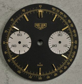 Nos Vintage Heuer 2 - Register Black Chronograph Dial