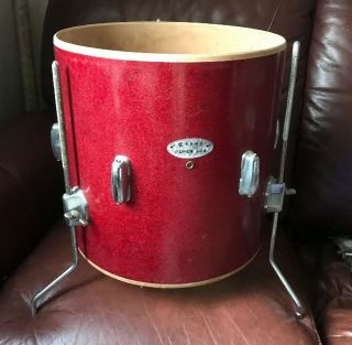Vintage 60’s Japan Red Sparkle 14x14 Floor Tom Drum Project Parts