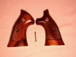 Smith & Wesson S&w Vintage Factory Wood Checkered Target Grips K L Frame