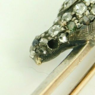 Antique Georgian 9k Gold & Sterling Rose Cut Diamond Quail Bird Pin / Brooch 6