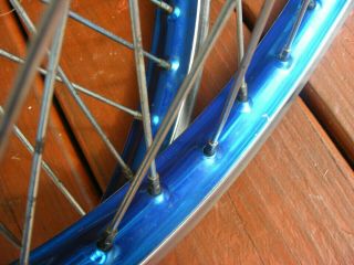 Vintage 1983 BLUE ANODIZED Shiny Side Old School Vintage BMX Wheels Set - KINLIN 2