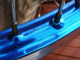 Vintage 1983 BLUE ANODIZED Shiny Side Old School Vintage BMX Wheels Set - KINLIN 6