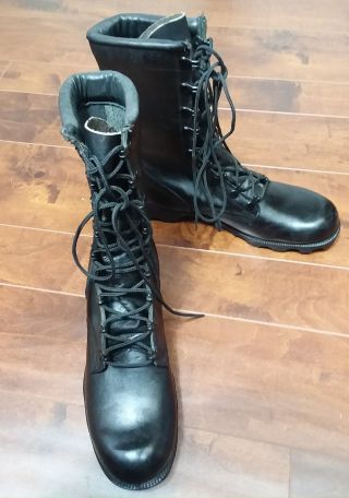 Ms Vintage Ro Search Black Leather Combat Military Boots - Ns 7 - 86 - Size 7n