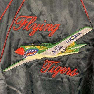 VTG Rainbow Sportswear Mens Size L Flying Tiger WW2 Bomber Jacket Embroidered 5
