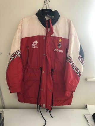 Vintage Ac Milan Managers Jacket / Coat Football Shirt Lotto 1989