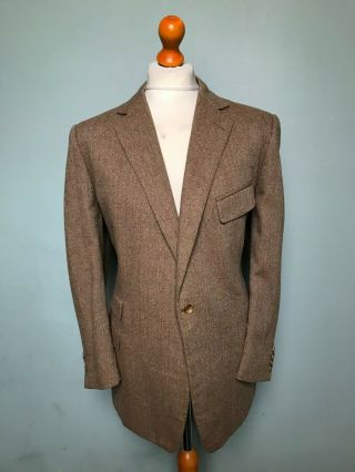 Vintage Bespoke Three 3 Piece Brown Tweed Suit Size 44