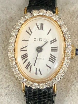 Vintage Ladies Ciro Swiss Made 17 Jewels Diamond Bezel Watch