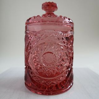 Vintage Imperial Glass Hobstar Carnival Amethyst Canister Biscuit Jar 8 " 1951pat