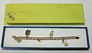 Vintage 10kt Gold 8 " Bracelet W/ (5) Michael Anthony & Dazzlers 14kt Charms 7.  4g