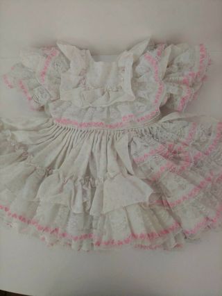 Pazazz Vtg Pink Floral Heart Dot Ruffle Twirl Lace Frills Toddler Girls Dress 3t