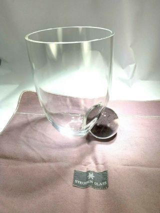 Rare Steuben Crystal Glass Modernist Off Set Ball Vase