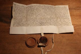1677 Medieval Manuscript Parchment Document With One Wax Seal
