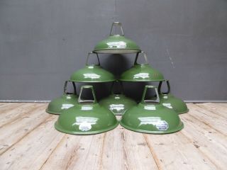Vintage Industrial Coolicon Green Enamel Pendant Lights Lamps