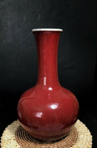 Rare Antique Chinese Monochrome Red Glaze Porcelain Vase