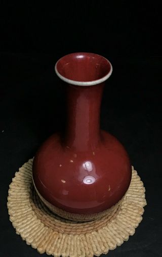 Rare Antique Chinese Monochrome Red Glaze Porcelain Vase 2