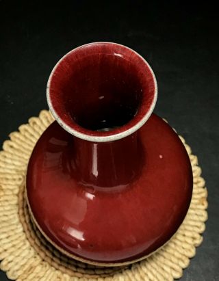 Rare Antique Chinese Monochrome Red Glaze Porcelain Vase 4