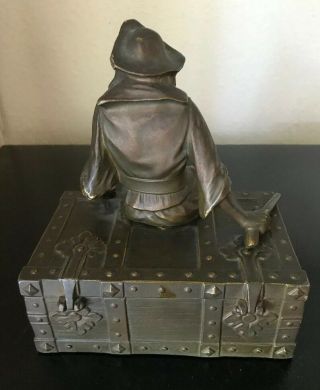 Antique JB Hirsch Foundry “Pirate on a Treasure Chest” Bookend/Trinket Box 1920s 4