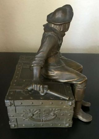 Antique JB Hirsch Foundry “Pirate on a Treasure Chest” Bookend/Trinket Box 1920s 5