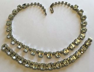 Vintage Weiss Clear Rhinestone Necklace & Bracelet W10