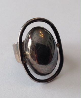 Vintage Modernist Mexico Sterling Silver Dome Ring Size 6.  75