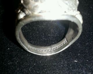 Vintage Old Pawn Sterling Silver Mens Ring with Green Royston Stone Sz: 11 3/4 7
