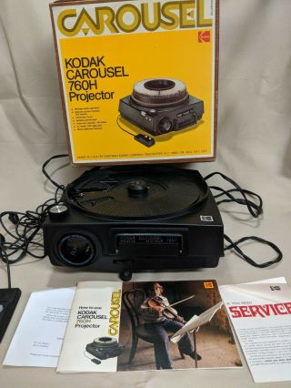 Vintage Kodak Carousel 760h Slide Projector W/ Remote,  Carousel,  Box