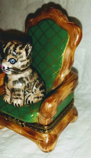 LIMOGES France Peint Main Cat on the Throne 