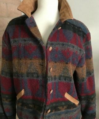 L.  L.  Bean Blanket Jacket Coat Aztec Southwest Wool Blend Women 