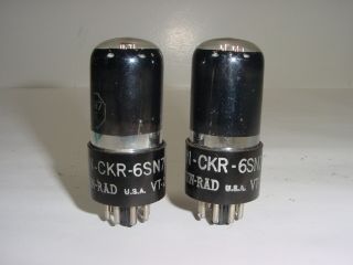 2 Vintage Ken - Rad Jan Ckr 6sn7gt Vt - 231 Black Glass Copper Rod Amp Tube Pair
