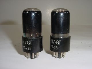 2 Vintage Ken - Rad JAN CKR 6SN7GT VT - 231 Black Glass Copper Rod Amp Tube Pair 2