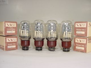4 Vintage Nos Valve Art Kt66 Kt - 66 Brown Base Oo Getter Amplifier Tube Quad,  Box