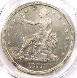 1877 - S Trade Silver Dollar T$1 - Pcgs Vf Details - Rare Certified Coin