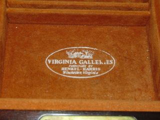 Vintage 1970 ' s HENKEL - HARRIS Mahogany Jewelry Box Winchester VA 6