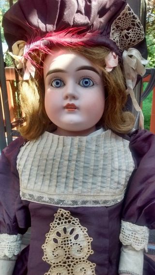 Antique Kestner Bisque Head Doll With Molded Open/closed Mouth Old Clothes 22 "