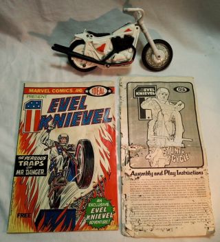 Evel Knievel Vintage 1972 Stunt Cycle Trick Bike Evil Ideal Toys With Comic Book