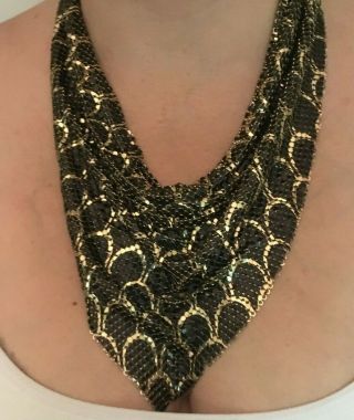 Vintage Gorgeous Whiting Davis Mesh Scarf Necklace Rarer Pattern -