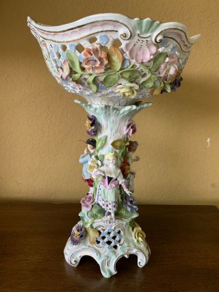 Volkstedt Dresden Sitzendorf ? Centrepiece Seldom Compote Bowl Figural Porcelain 5