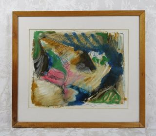 Vintage Modern Art Abstract Pastel Oil Painting Signed Cline Listed