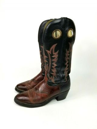 Vintage Tony Lama 6861 Black & Brown Cowboy Western Boots Men 