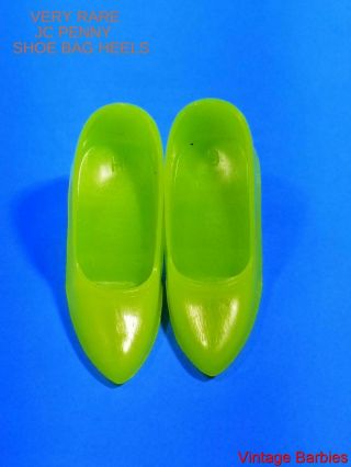 Rare Barbie Doll Jcpenny Shoe Bag 1498 Bright Green Heels Vintage 1960 