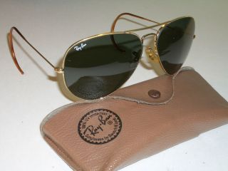 62mm VINTAGE B&L RAY BAN COIL WRAP - AROUNDs G15 GOLD PLATED AVIATOR SUNGLASSES 2