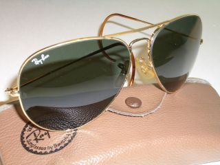62mm VINTAGE B&L RAY BAN COIL WRAP - AROUNDs G15 GOLD PLATED AVIATOR SUNGLASSES 3