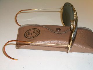 62mm VINTAGE B&L RAY BAN COIL WRAP - AROUNDs G15 GOLD PLATED AVIATOR SUNGLASSES 5