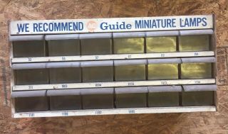 Vintage Gm Ac Delco Guide Miniature Lamp 18 Drawer Metal Advertising Cabinet
