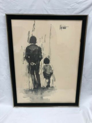 Vintage Aldo Luongo Signed Father And Son Painting In - 30 X 40