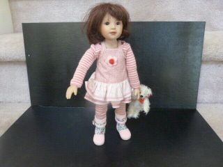 Rare Heidi Plusczok Doll 10.  5 " W/ White Bear Limited Edition 40 Brown Hair Eyes