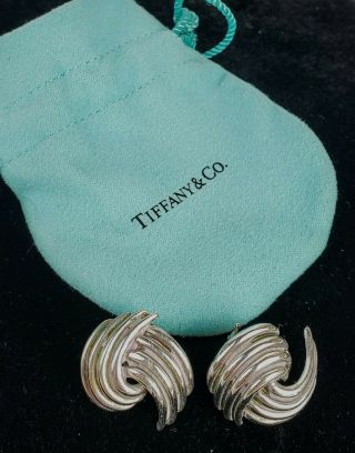 Tiffany & Co HUGE Vintage Sterling Silver Ribbed Leverback 13.  3 gr.  Earrings 5