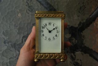 19th Century French Brass Carriage Clock.  Full Order