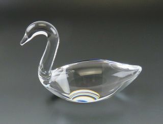 Vintage Steuben Crystal Glass Swan Goose Bird Figurine Paperweight Signed 7 "